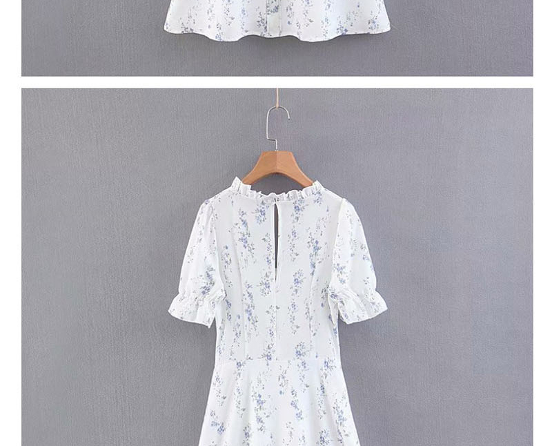 Fashion White Lavender Print Dress,Mini & Short Dresses