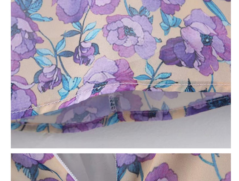 Fashion Purple Ruffled Lace Floral Print Skirt,Mini & Short Dresses