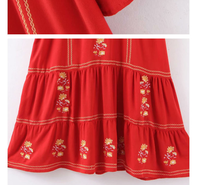 Fashion Red Embroidered Lace Dress,Long Dress