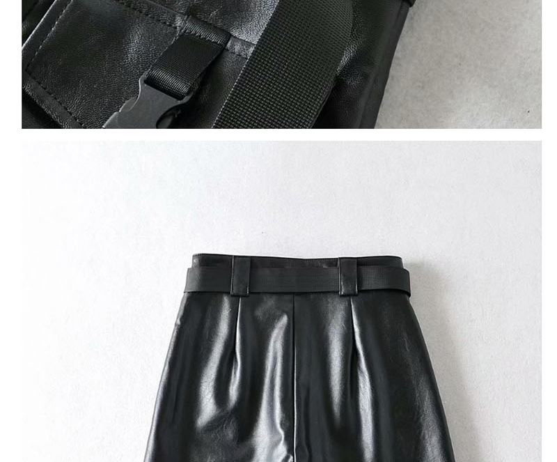 Fashion Black Tooling Pu Leather Shorts,Shorts