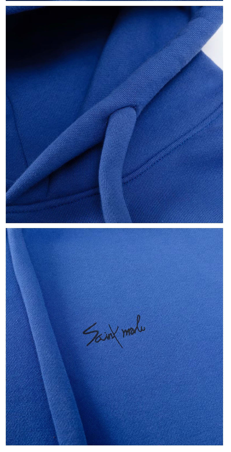 Fashion Blue Fleece Hooded Bandwidth Sweatshirt,Sweatshirts