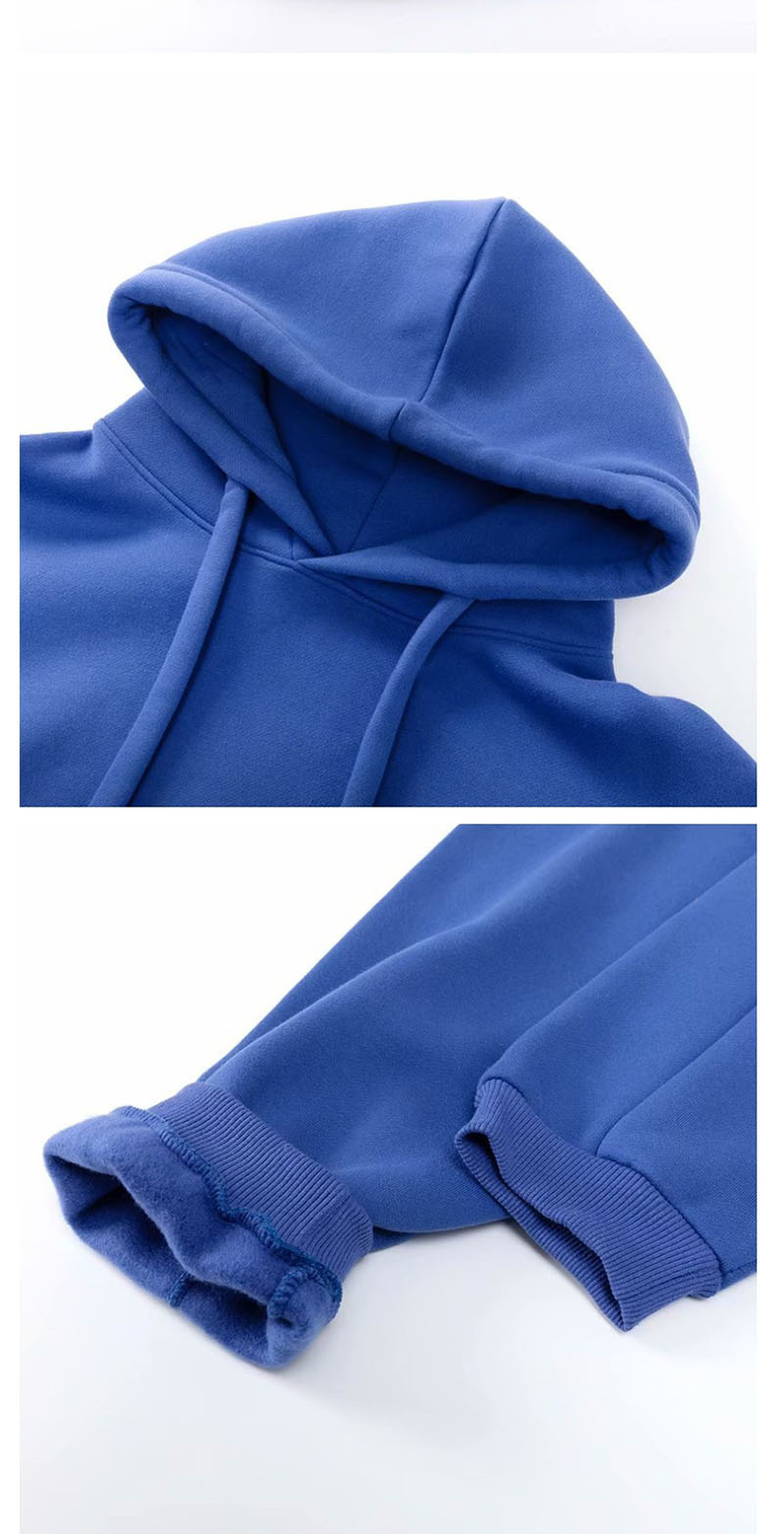 Fashion Blue Fleece Hooded Bandwidth Sweatshirt,Sweatshirts