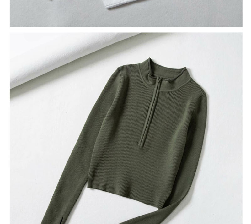 Fashion Black Half-zip Open Waist Sweater,Sweatshirts