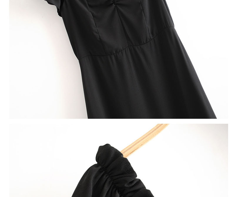 Fashion Black Off-the-shoulder Neckline Ruffle Dress,Long Dress