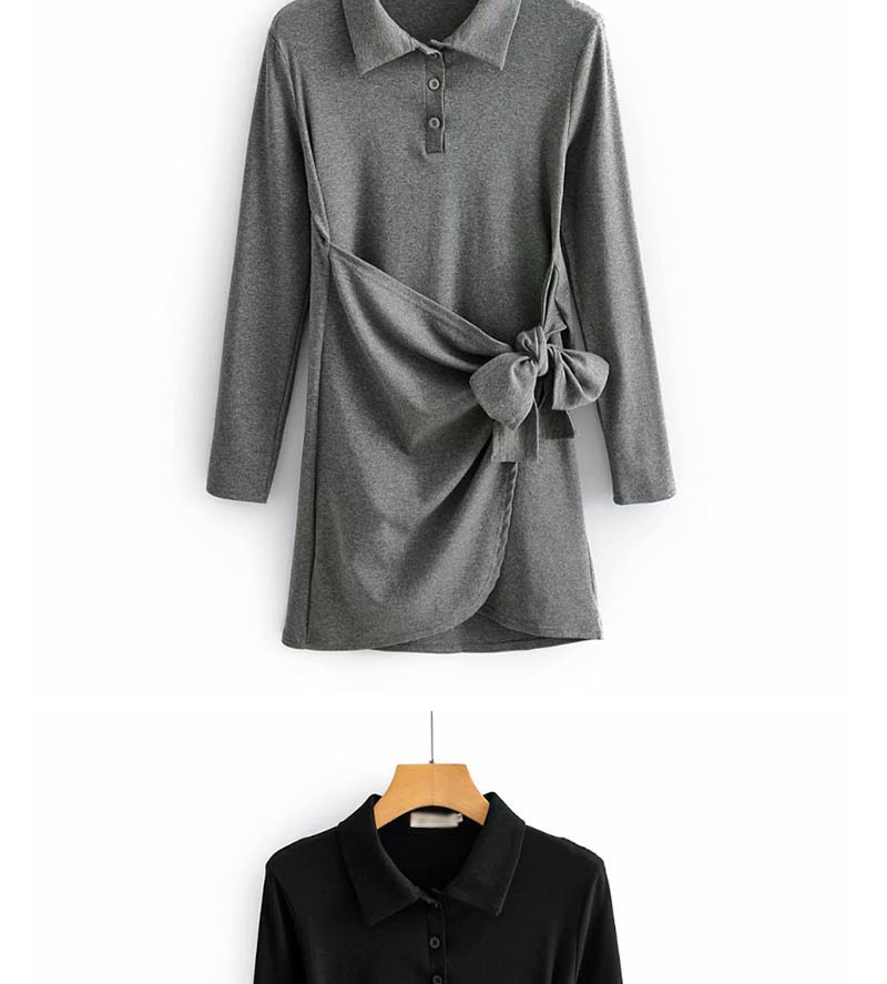 Fashion Black Polo Collar Lace Dress,Mini & Short Dresses