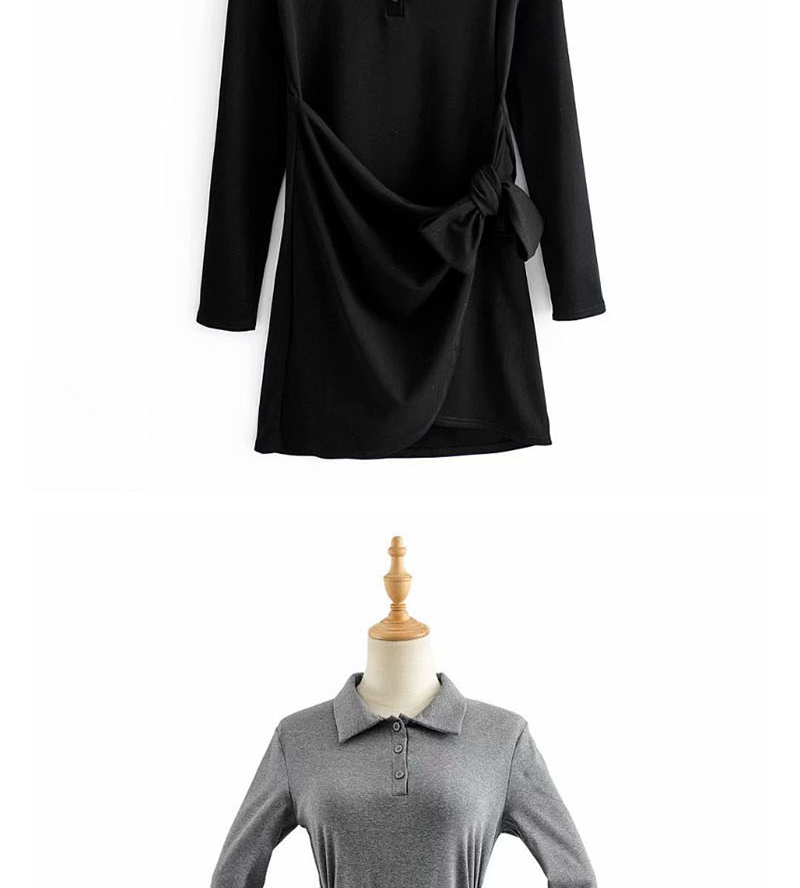 Fashion Black Polo Collar Lace Dress,Mini & Short Dresses
