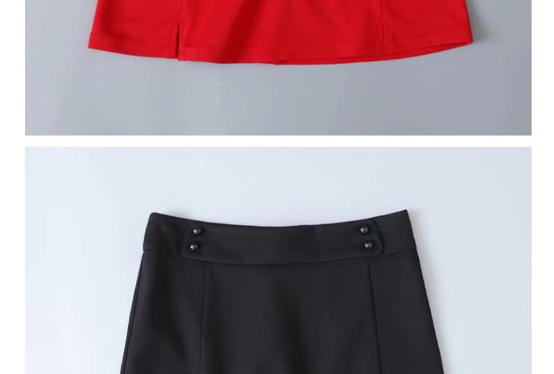 Fashion Black Buttoned Slit Skirt,Skirts