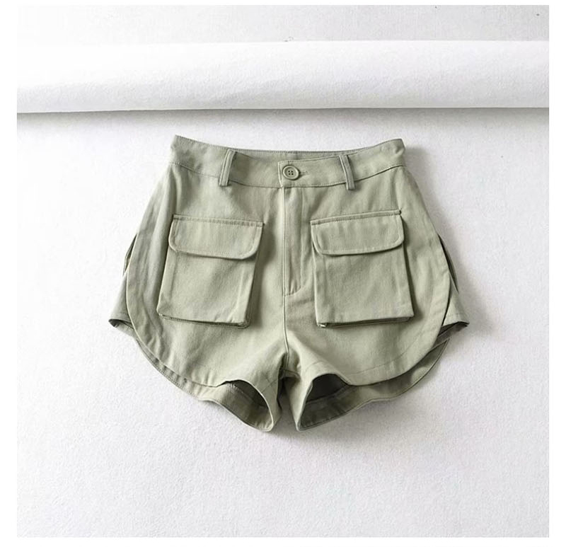 Fashion Army Green Multi-pocket Overalls,Shorts