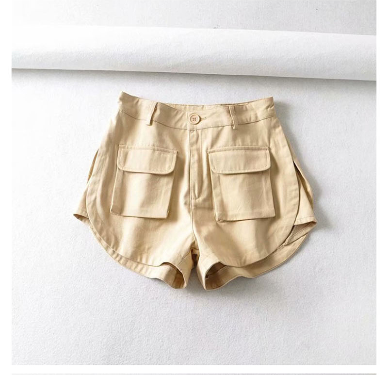 Fashion Khaki Multi-pocket Overalls,Shorts