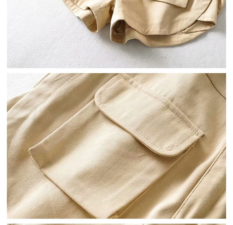 Fashion Black Multi-pocket Overalls,Shorts