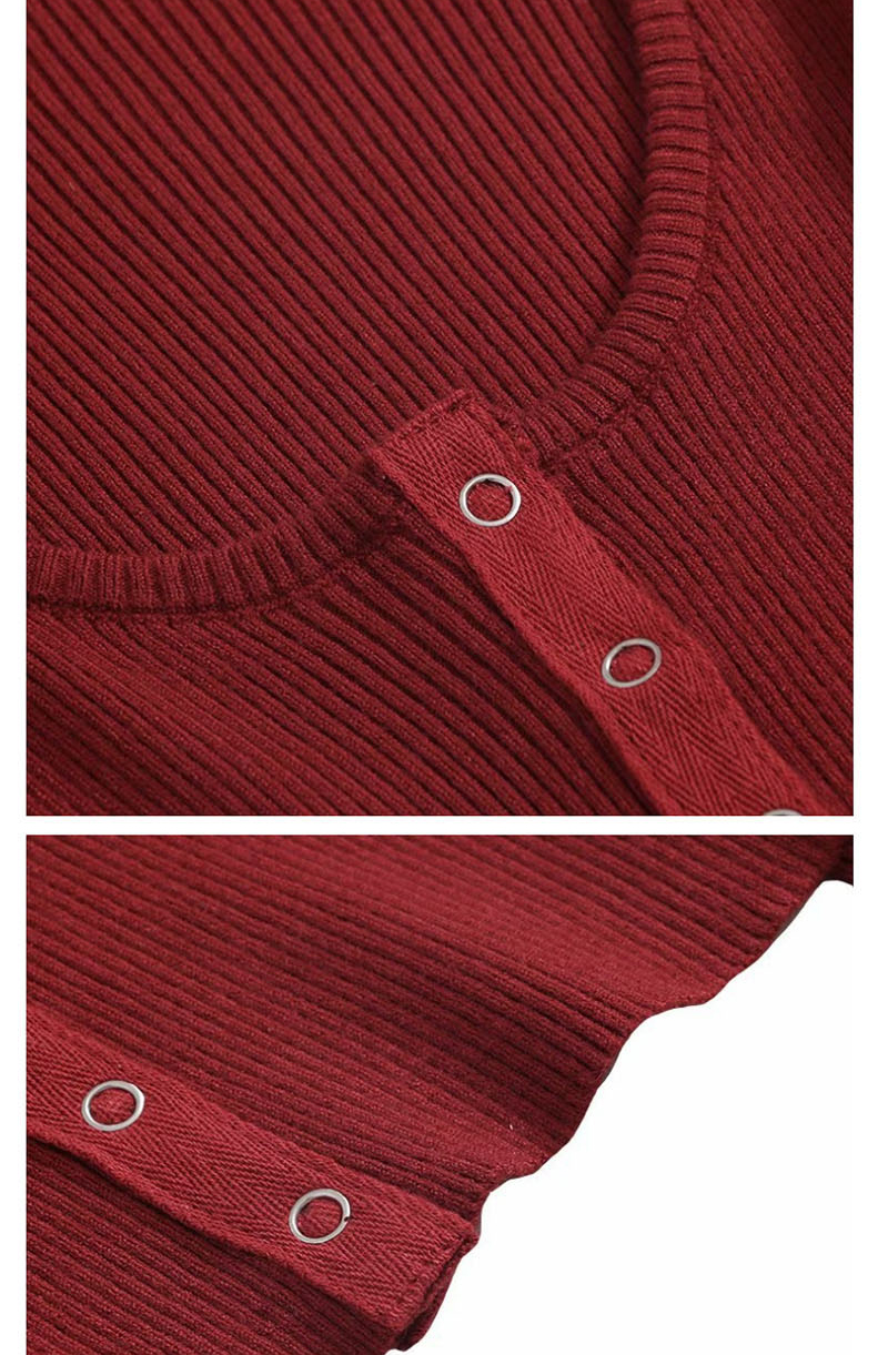 Fashion Army Green Short Button Knit Cardigan,Sweater