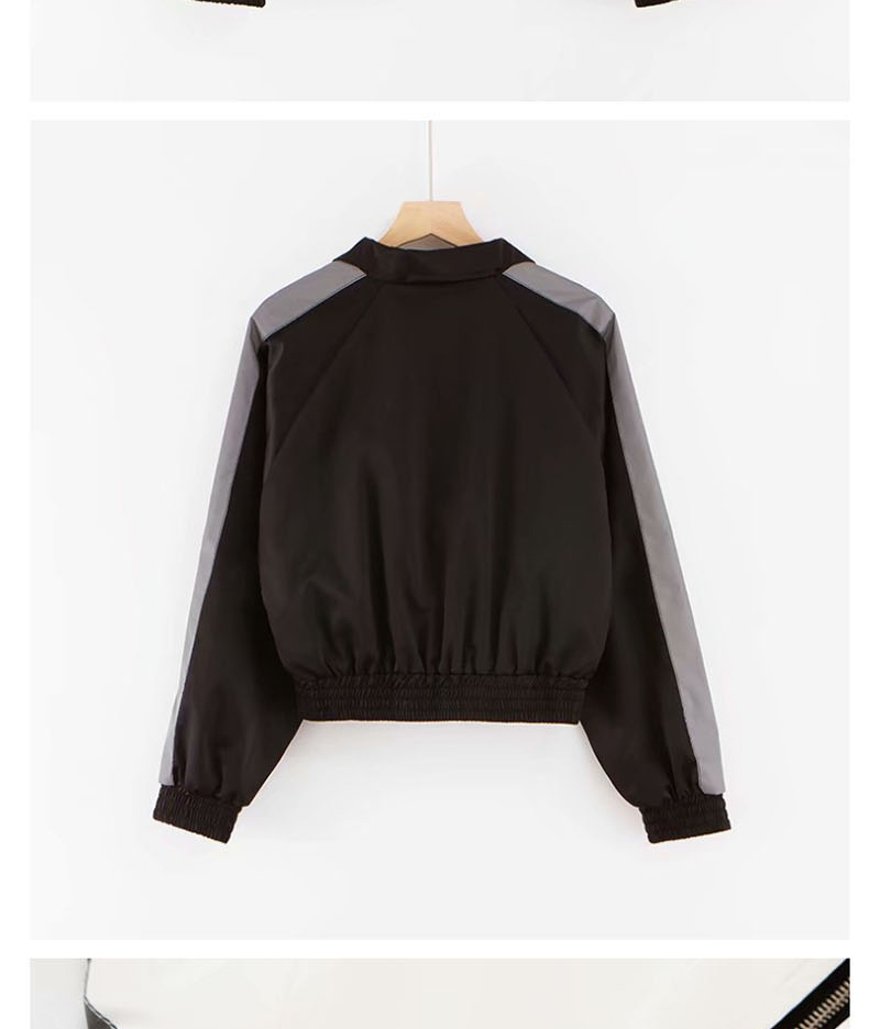 Fashion Black Pocket Reflective Patchwork Jacket,Coat-Jacket