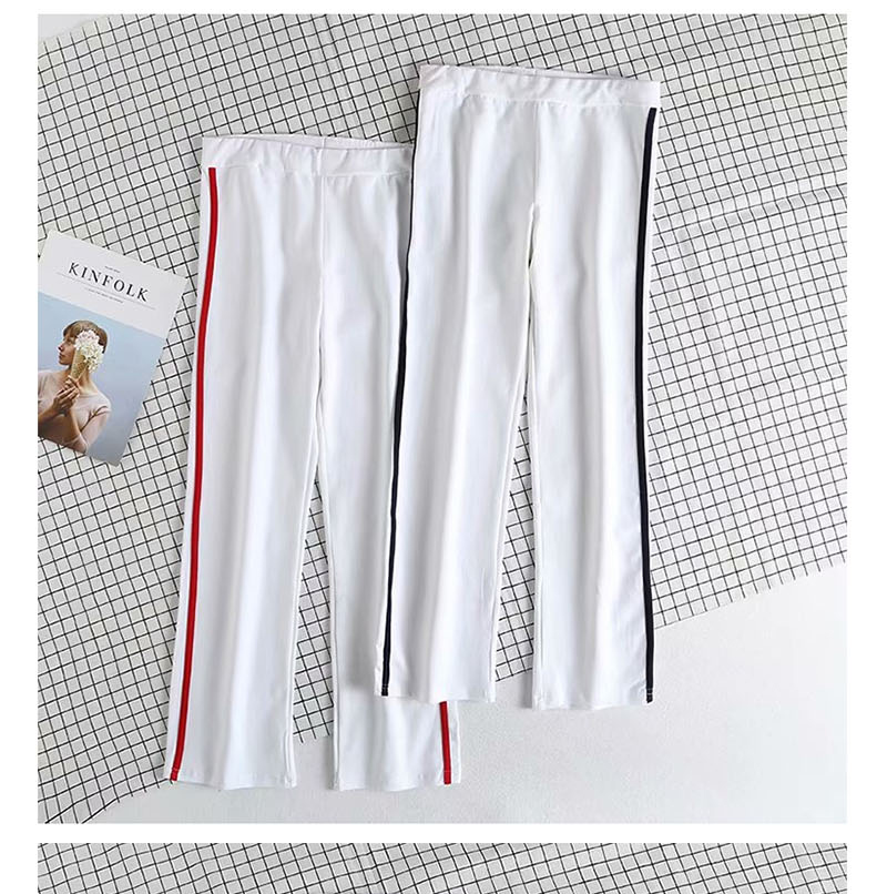 Fashion Navy Blue Strip Side-paneled High-rise Track Pants,Pants