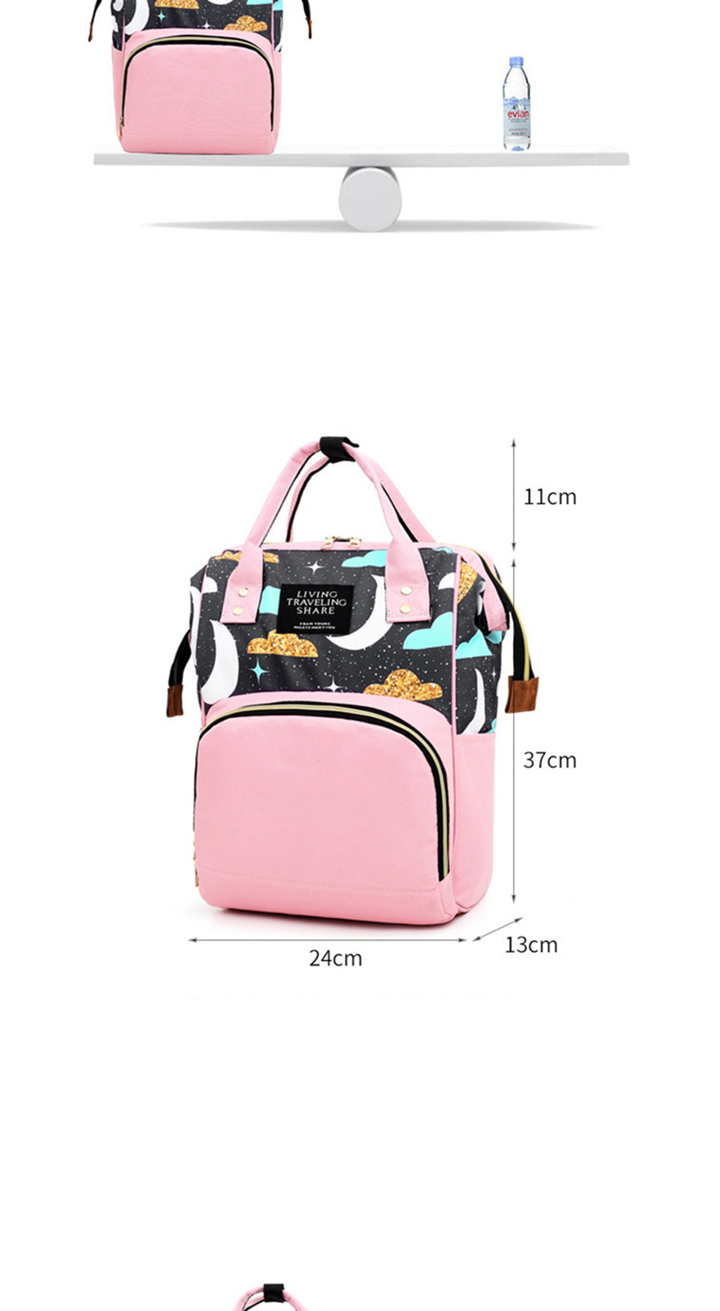 Fashion Blue With Red Multifunctional Mummy Bag With Printed Stitching Moon Clip,Handbags