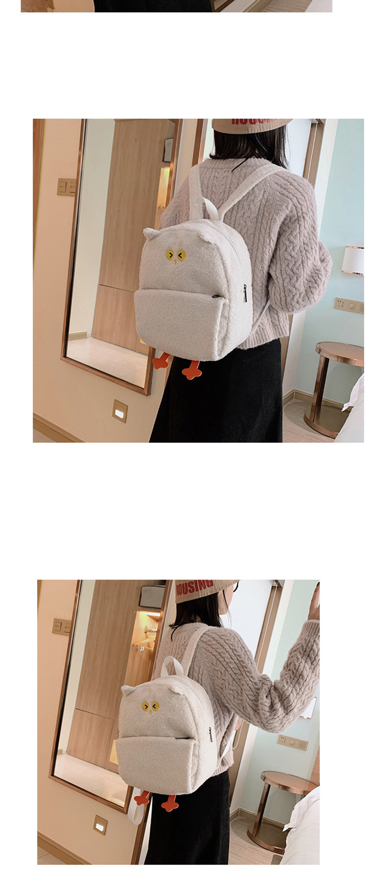 Fashion White Plush Owl Backpack,Backpack