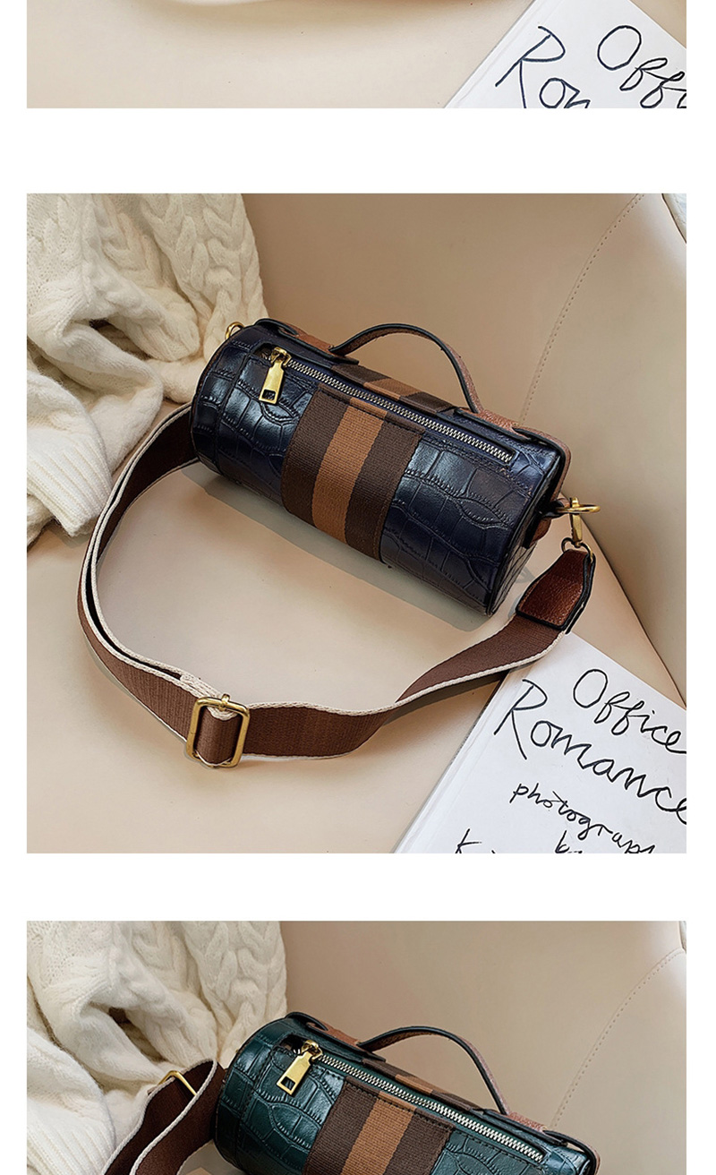 Fashion Coffee Color Crocodile-stitched Cylindrical Shoulder Bag,Shoulder bags