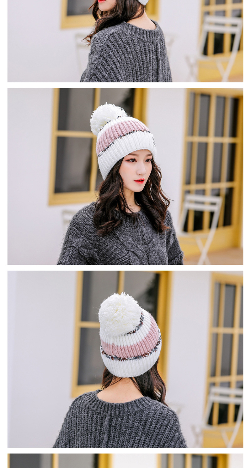 Fashion Gray Stitched Contrast Knitted Wool Hat,Knitting Wool Hats