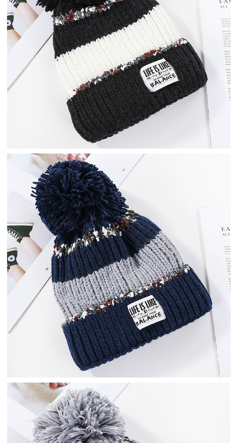 Fashion Navy Stitched Contrast Knitted Wool Hat,Knitting Wool Hats