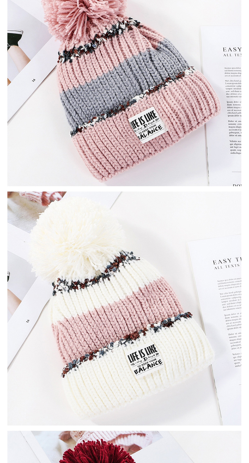 Fashion White Stitched Contrast Knitted Wool Hat,Knitting Wool Hats