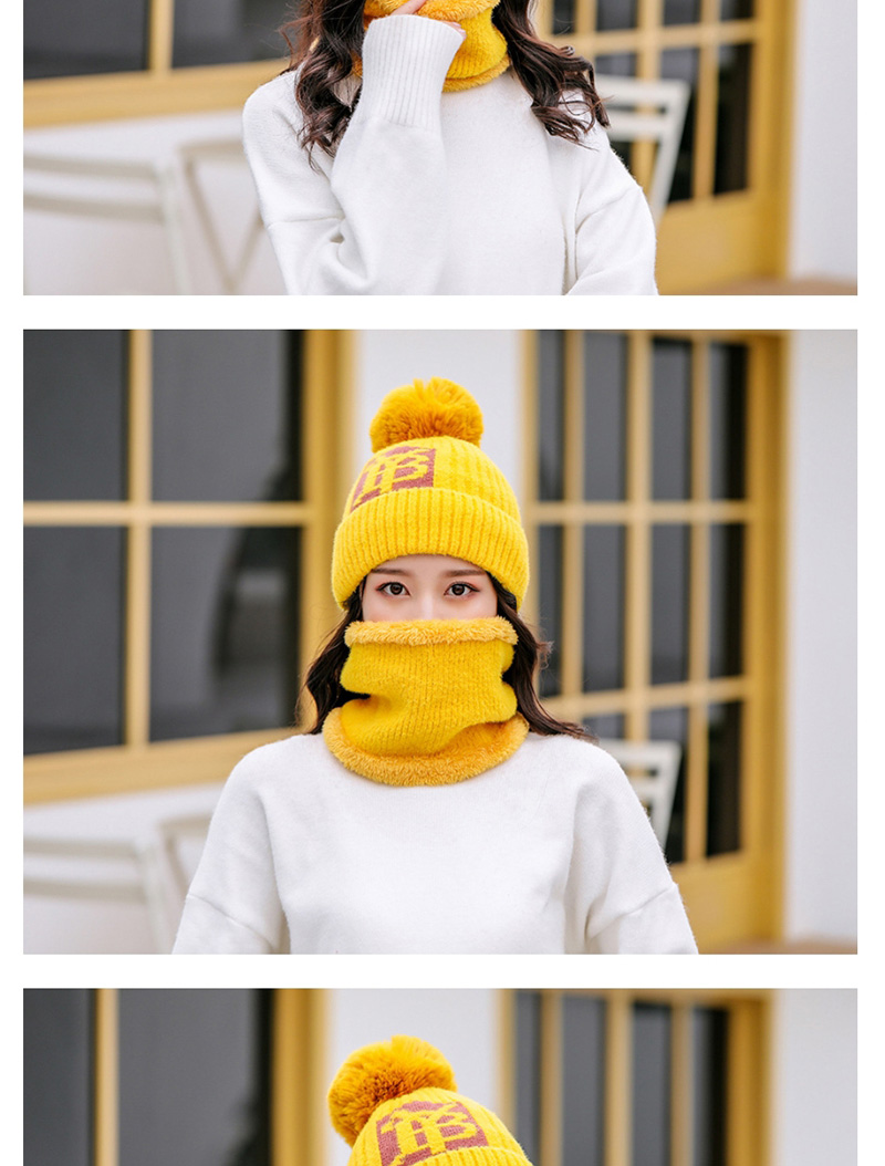 Fashion Yellow Mink Velvet Wool Knit Hat Bib Set,Knitting Wool Hats