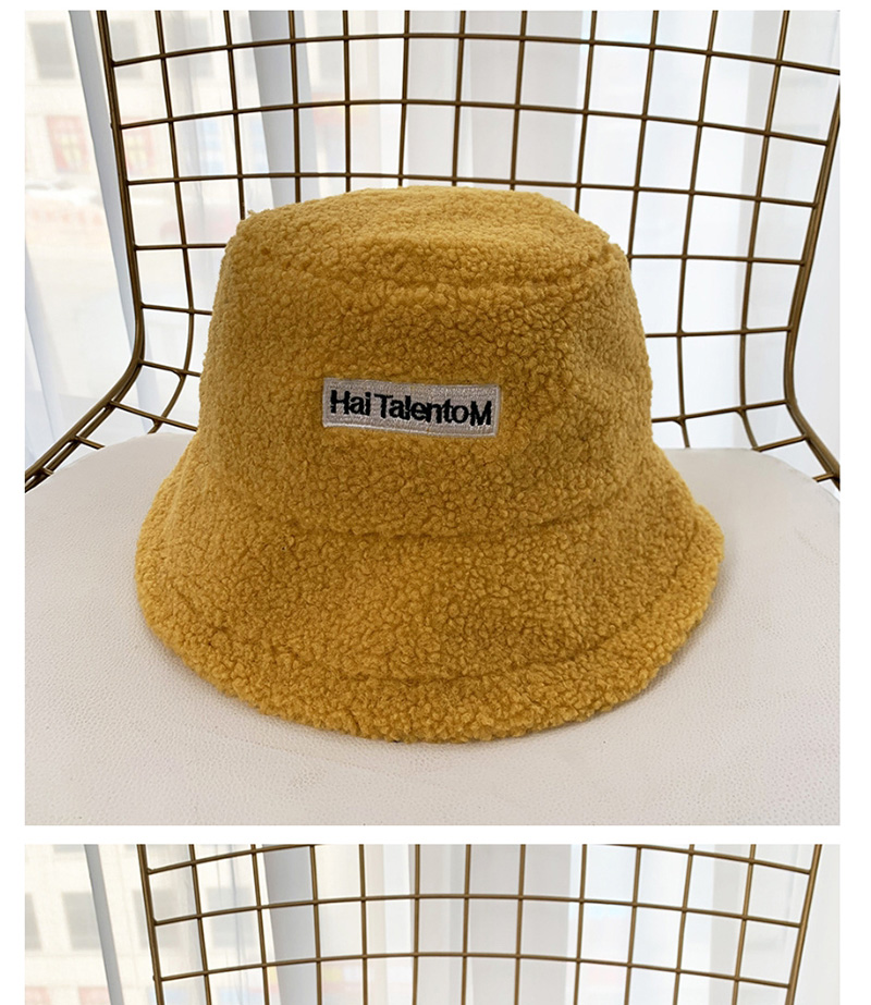 Fashion Yellow Patched Lamb Fur Hat,Knitting Wool Hats