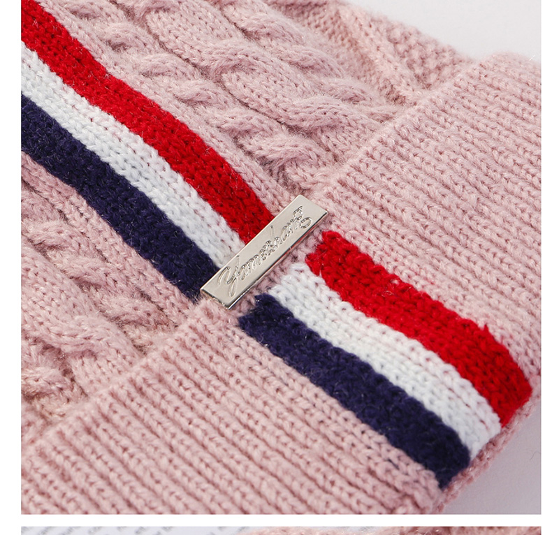 Fashion Red Knitted Colorblock Striped Plus Fleece Hat,Knitting Wool Hats