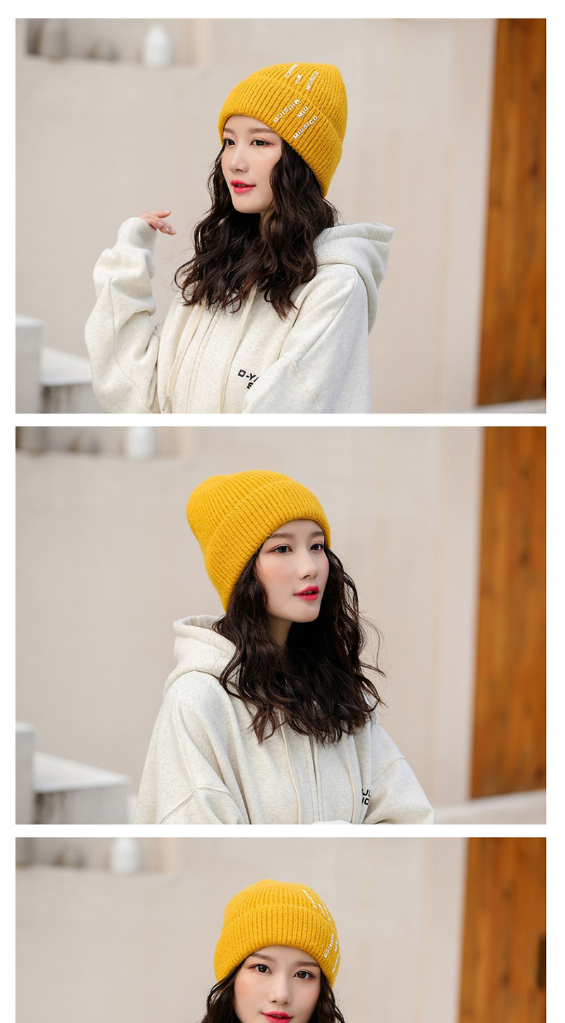 Fashion Yellow Woolen Printed Letter Hat,Knitting Wool Hats