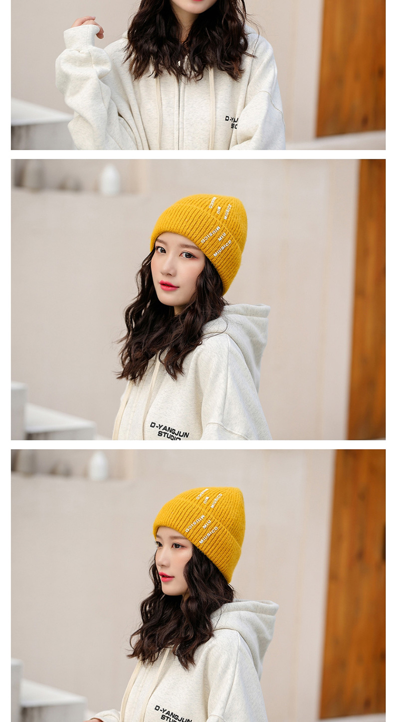 Fashion Yellow Woolen Printed Letter Hat,Knitting Wool Hats