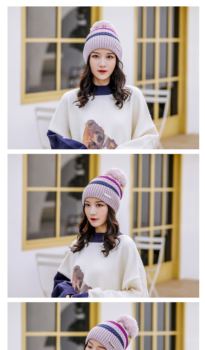 Fashion Lotus Color Stitched Contrast Color Padded Knitted Hat,Knitting Wool Hats