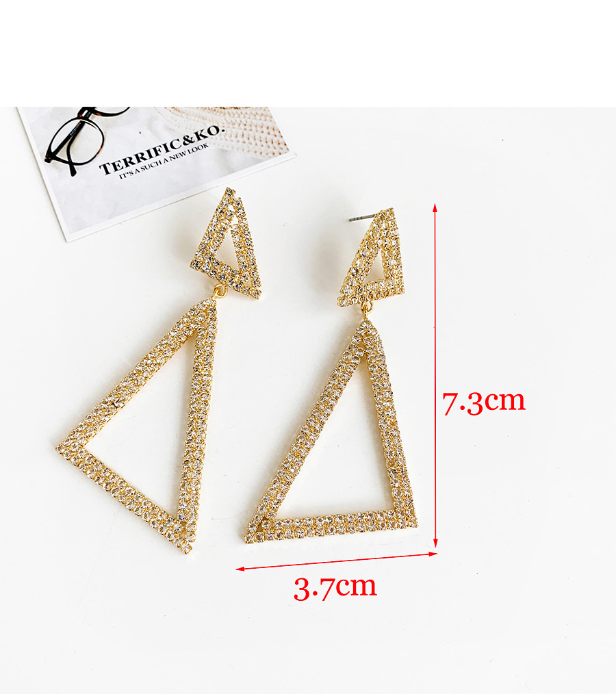 Fashion Golden Alloy Studded Triangle Stud Earrings,Drop Earrings