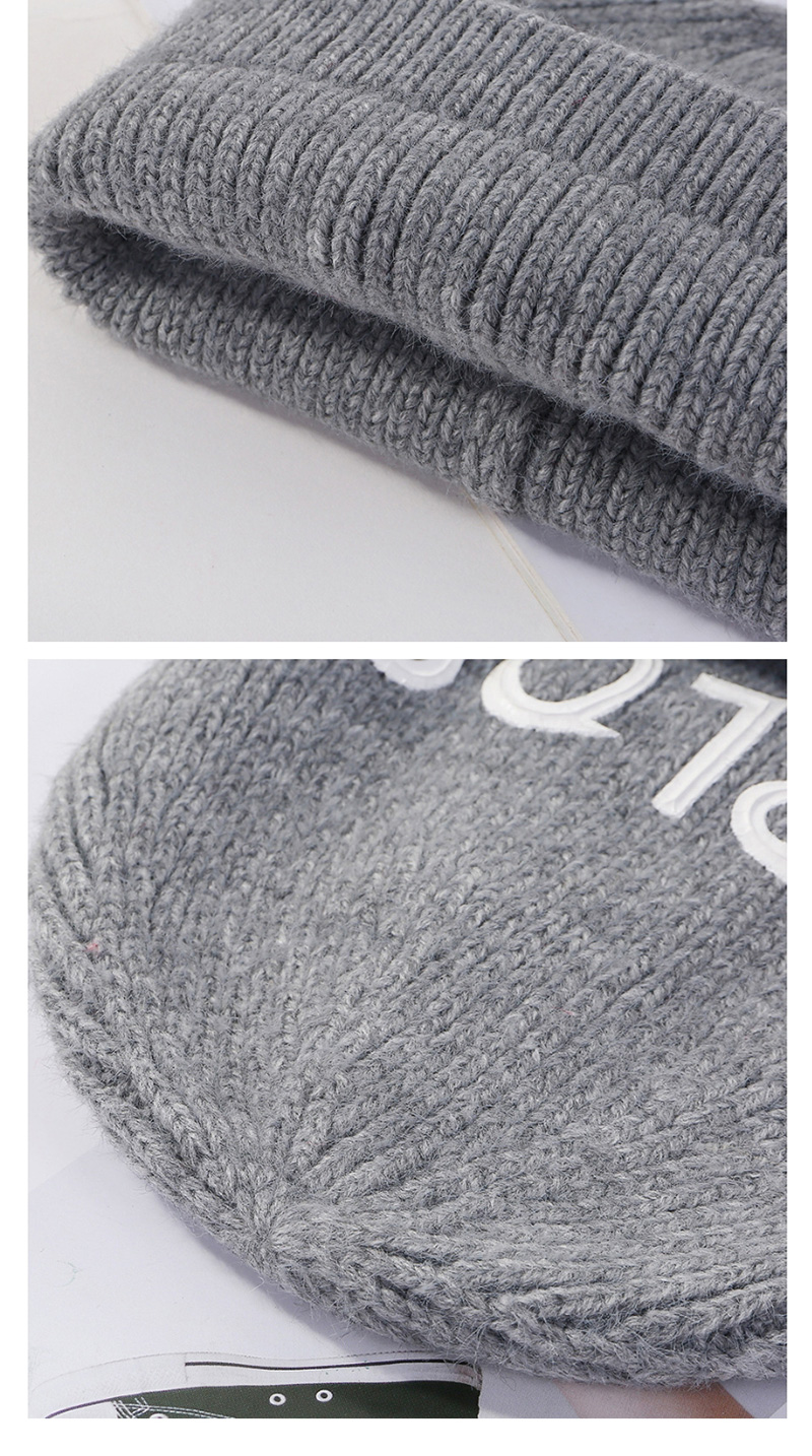 Fashion Gray Knitted Hat With Printed Letters,Knitting Wool Hats