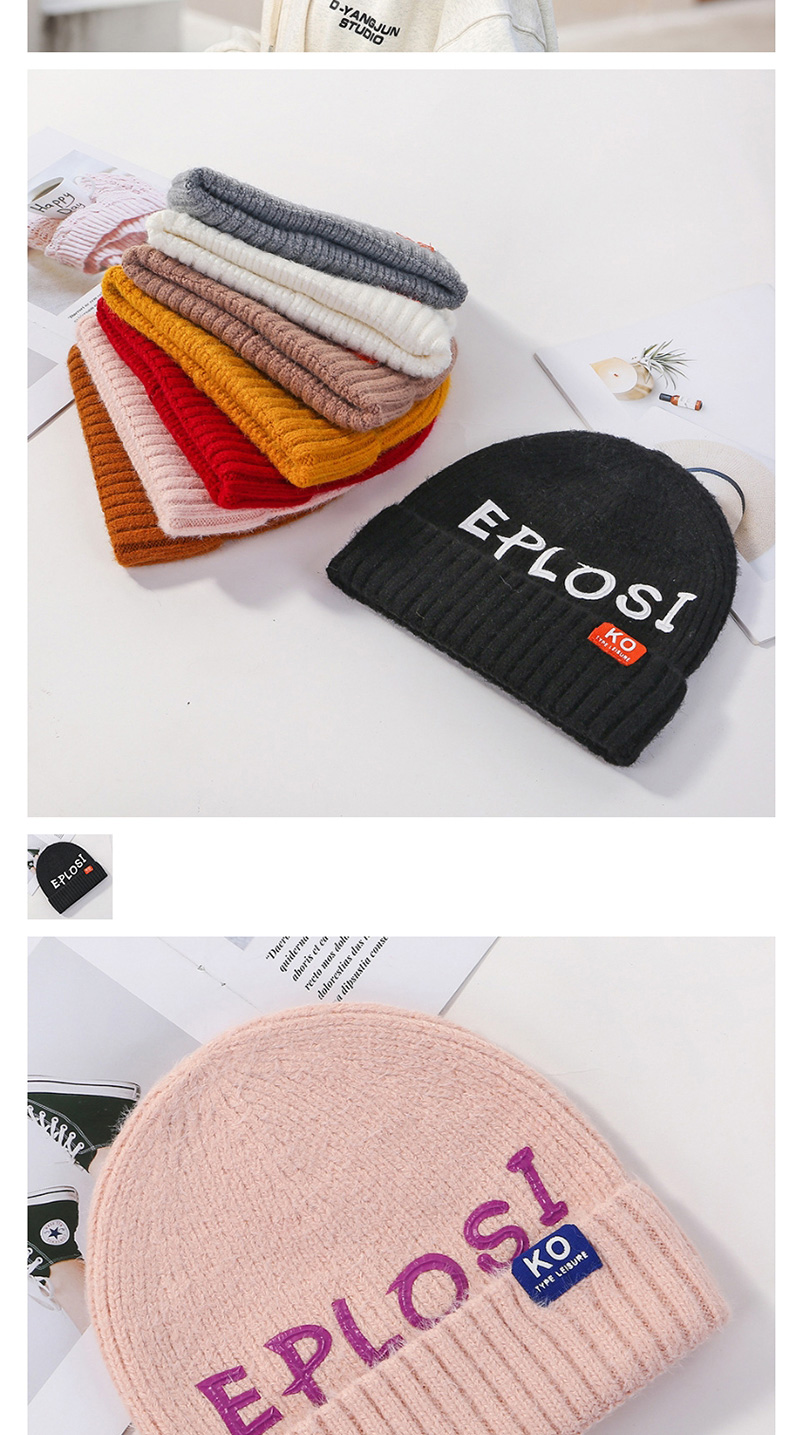 Fashion Pink Knitted Hat With Printed Letters,Knitting Wool Hats