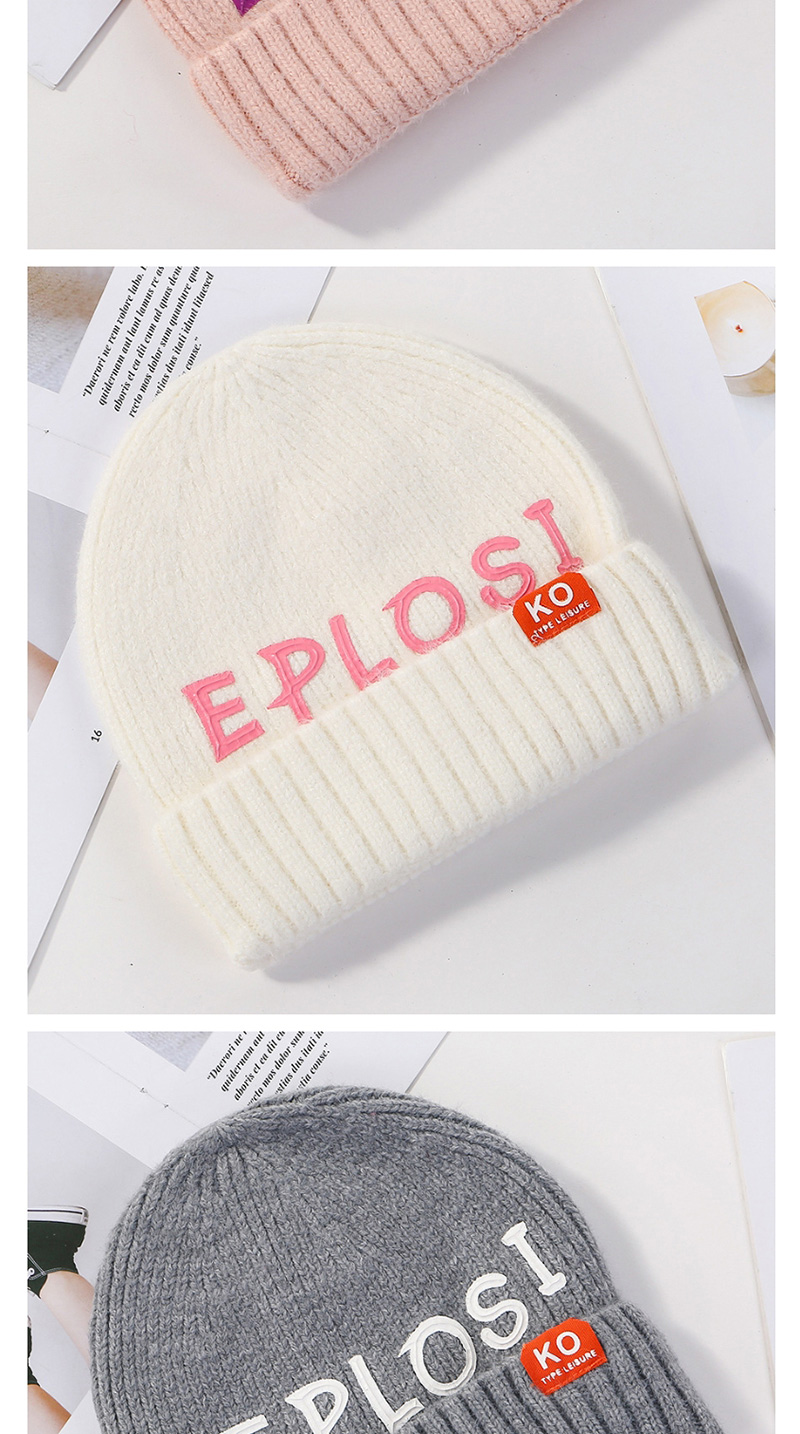 Fashion Khaki Knitted Hat With Printed Letters,Knitting Wool Hats