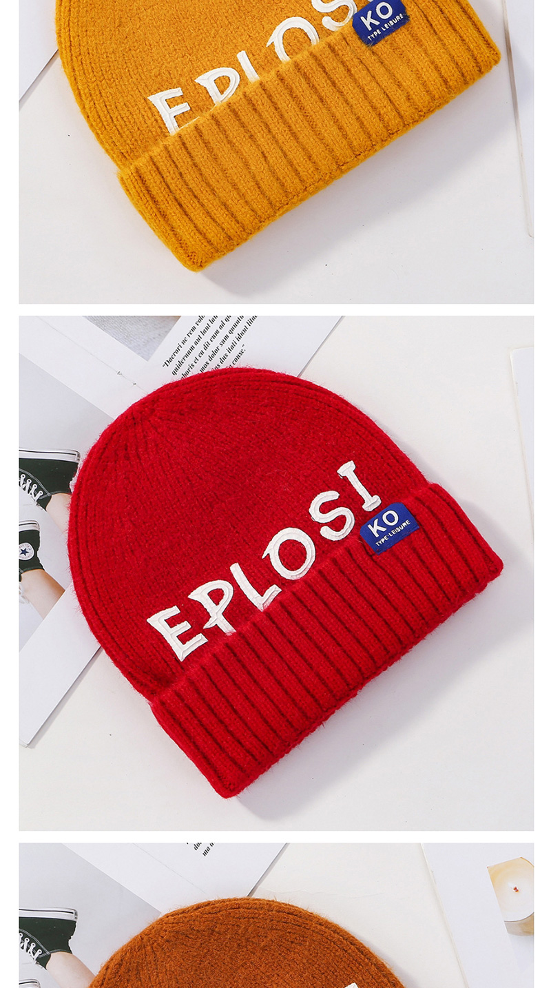 Fashion Yellow Knitted Hat With Printed Letters,Knitting Wool Hats