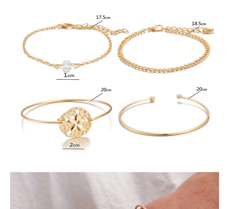 Fashion Golden Alloy Disc Carved Starfish Bracelet Set,Bracelets Set