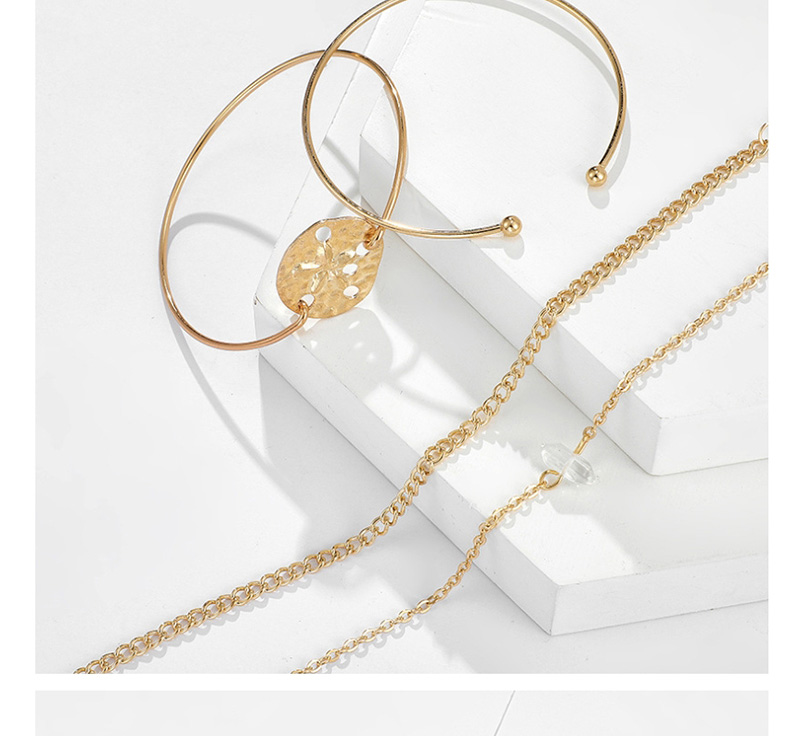 Fashion Golden Alloy Disc Carved Starfish Bracelet Set,Bracelets Set