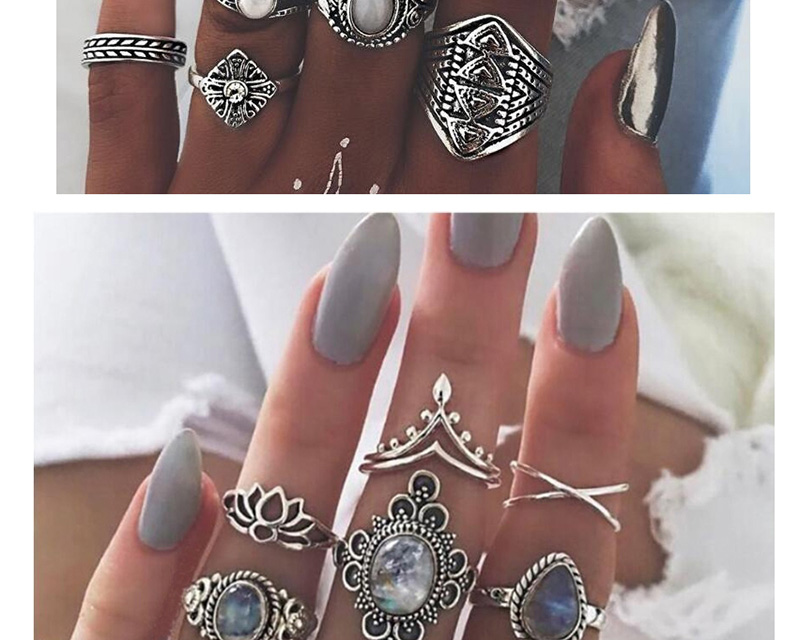 Fashion Ancient Silver Constellation Geometric Ring Set,Rings Set
