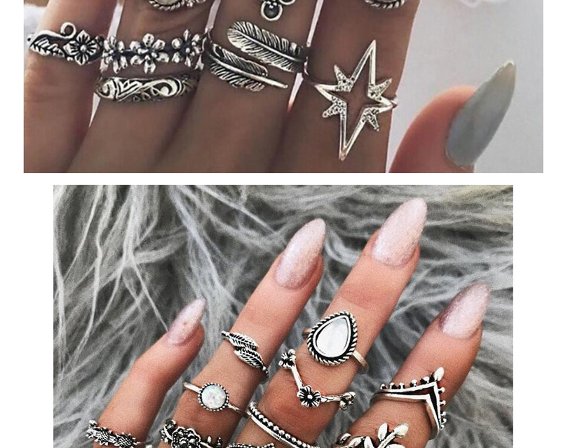 Fashion Ancient Silver Constellation Geometric Ring Set,Rings Set