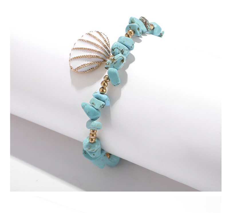 Fashion Blue Elastic Rope Gravel Shell Turquoise Anklet,Fashion Anklets