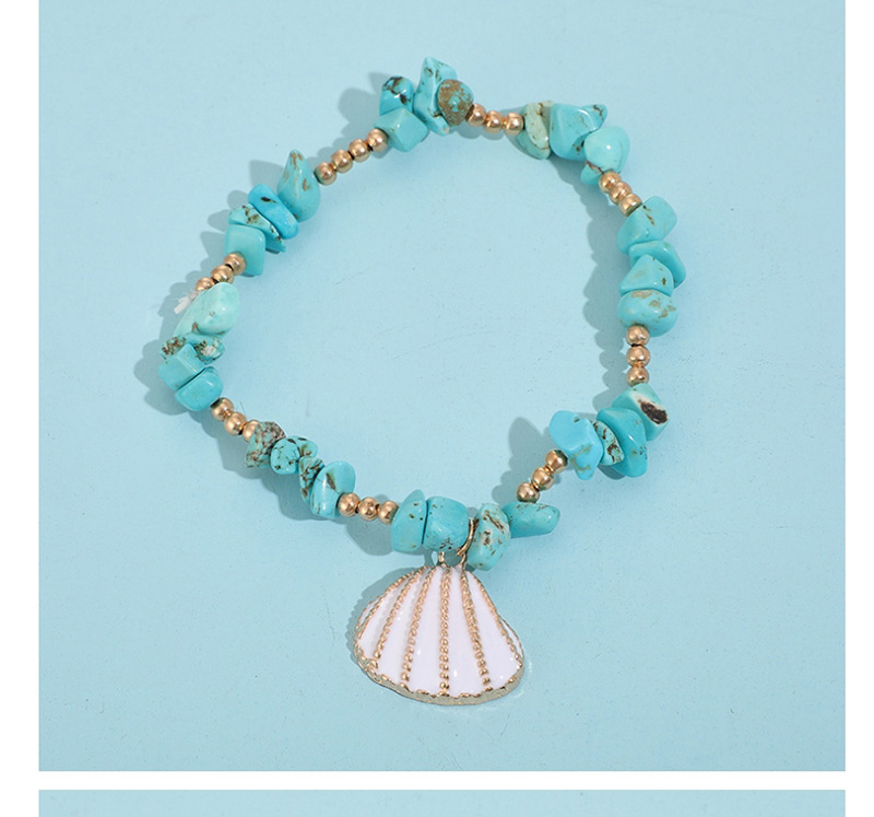 Fashion Blue Elastic Rope Gravel Shell Turquoise Anklet,Fashion Anklets