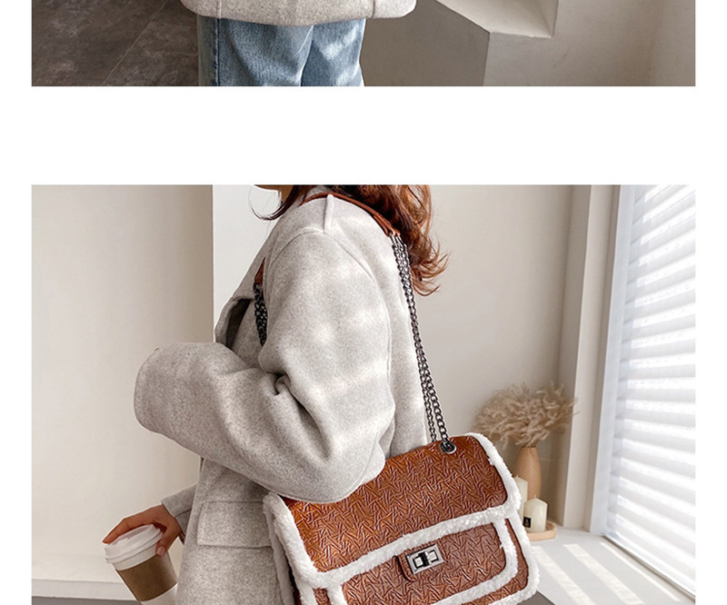 Fashion Brown Chain Lamb Fur Shoulder Bag,Messenger bags