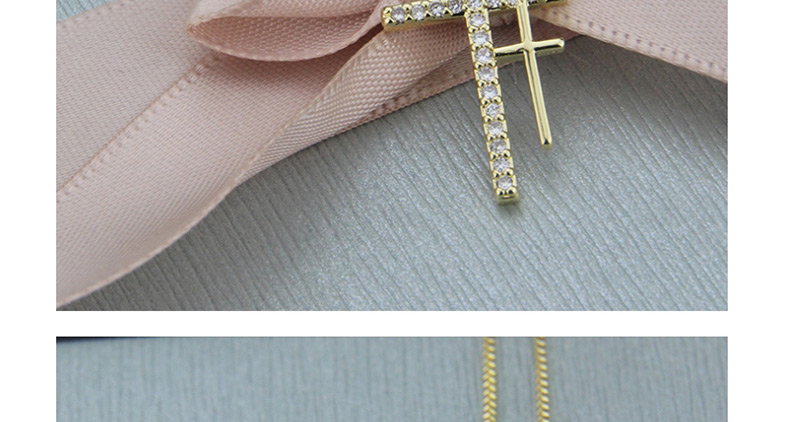 Fashion Gold-plated Double Cross Diamond Necklace,Necklaces