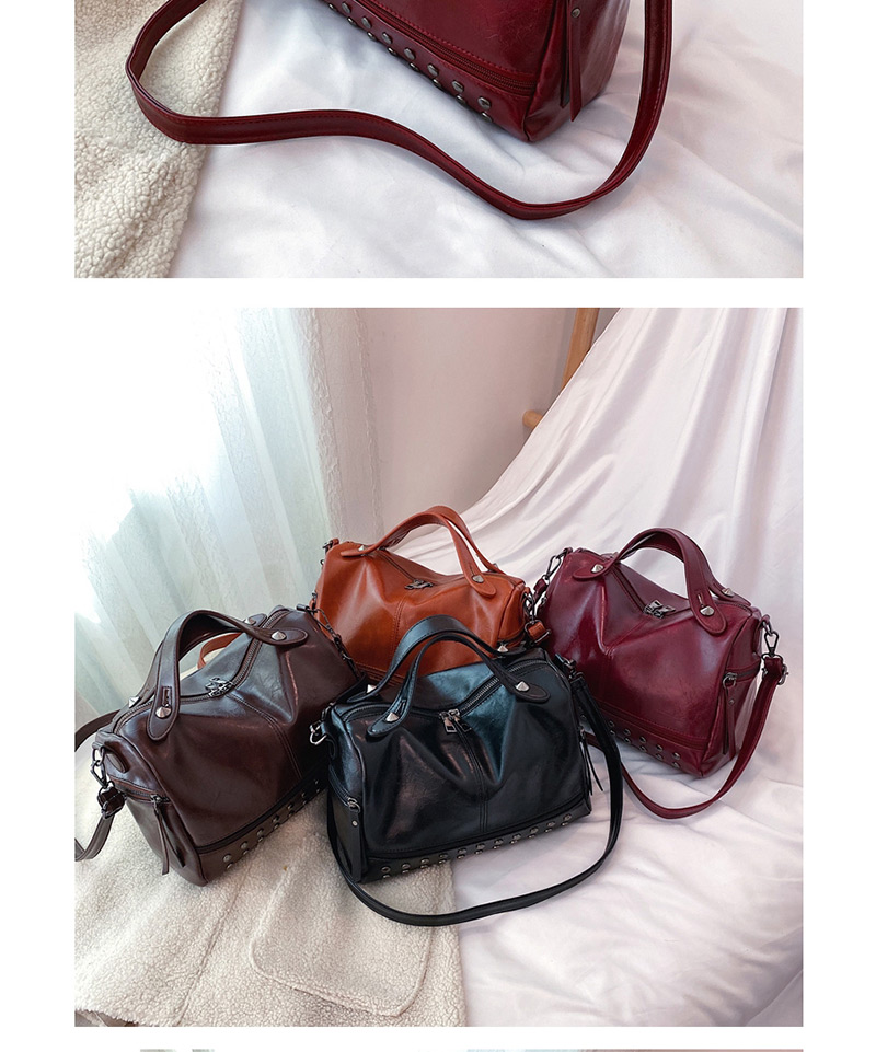 Fashion Brown Studded Shoulder Bag,Handbags