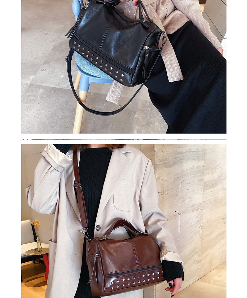 Fashion Black Studded Shoulder Bag,Handbags