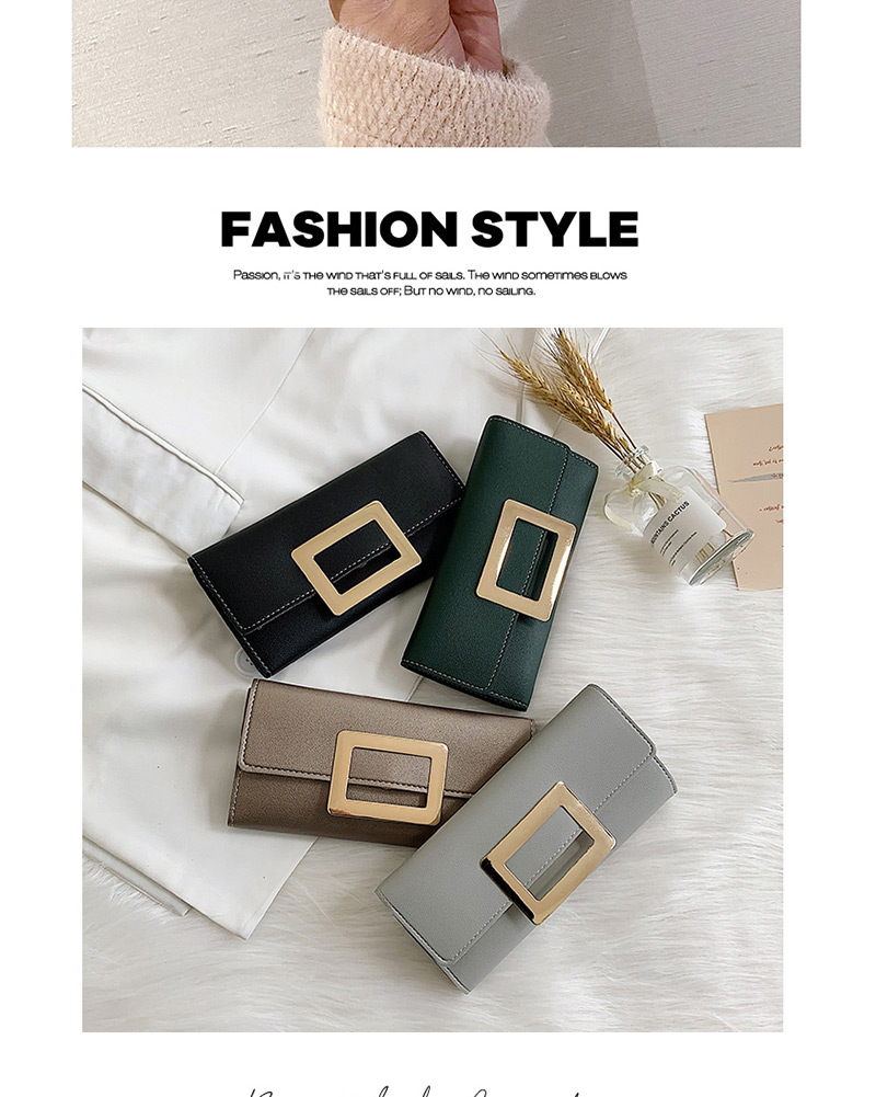Fashion Black Long Tri-fold Geometric Lock Wallet,Wallet