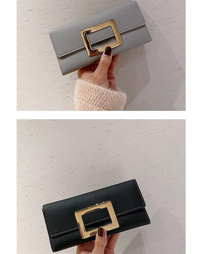Fashion Green Long Tri-fold Geometric Lock Wallet,Wallet