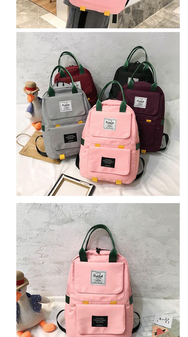 Fashion Pink Nylon Stitching Contrast Backpack,Backpack