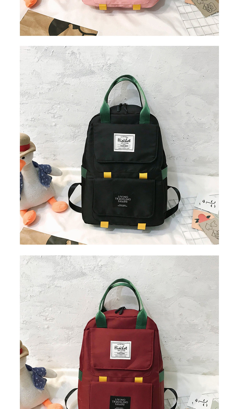 Fashion Black Nylon Stitching Contrast Backpack,Backpack