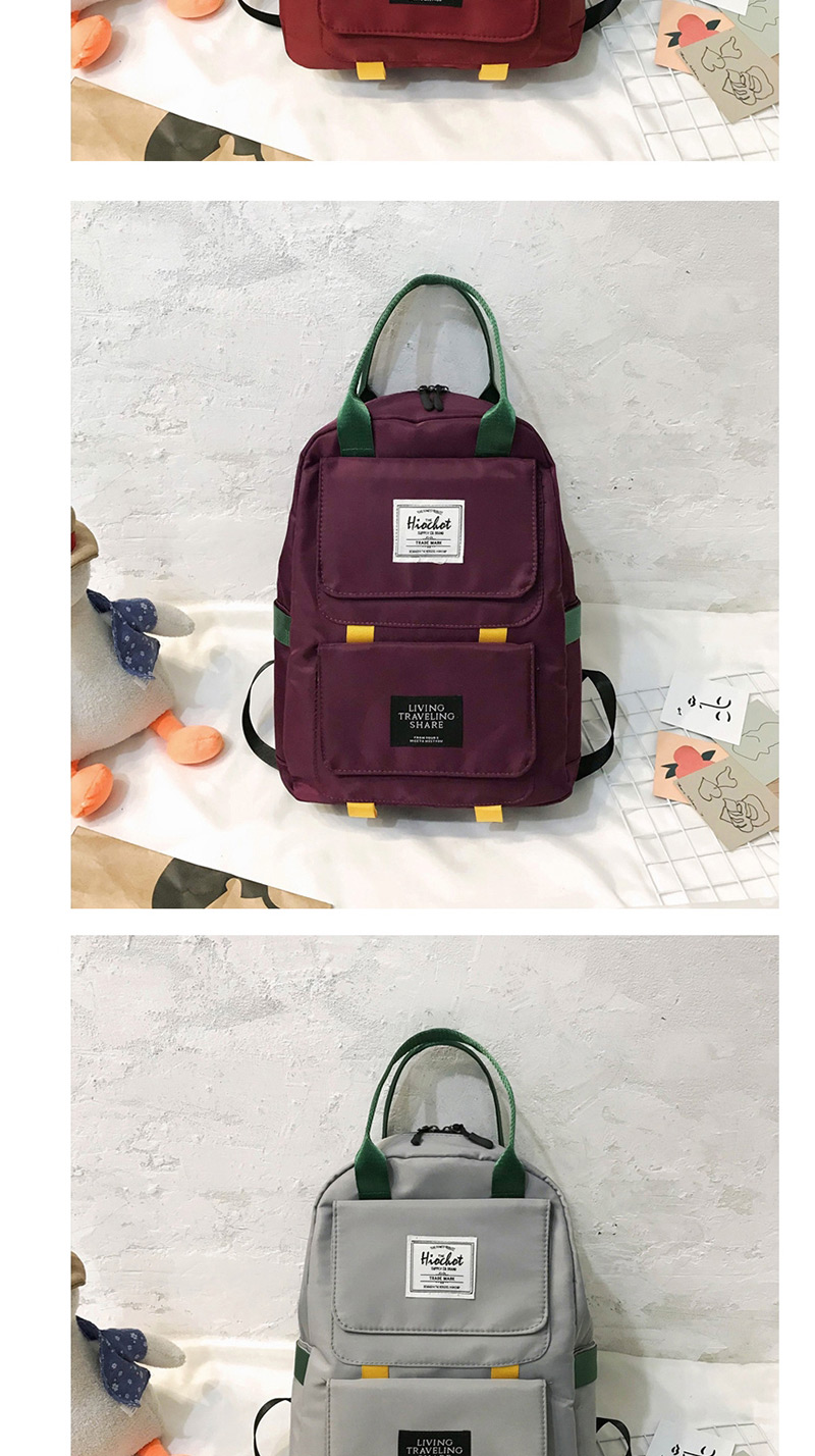Fashion Red Nylon Stitching Contrast Backpack,Backpack