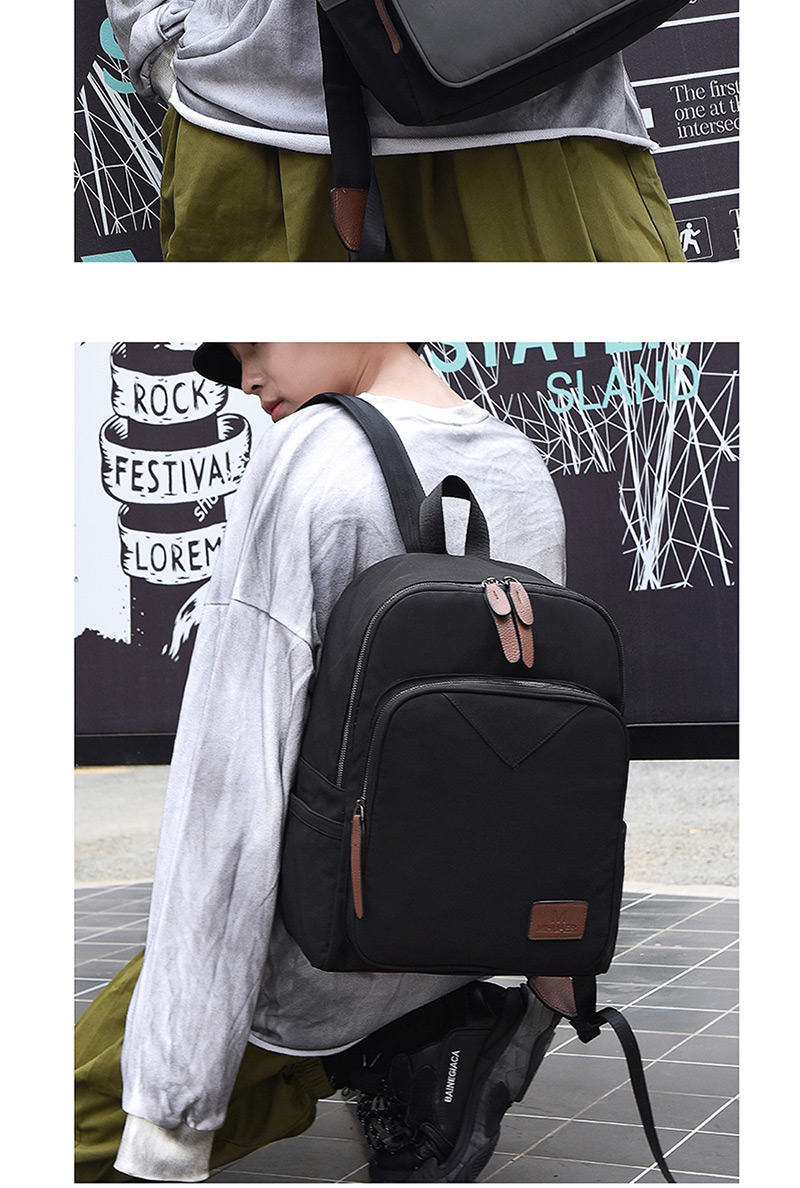 Fashion Black Canvas Panel Backpack,Backpack